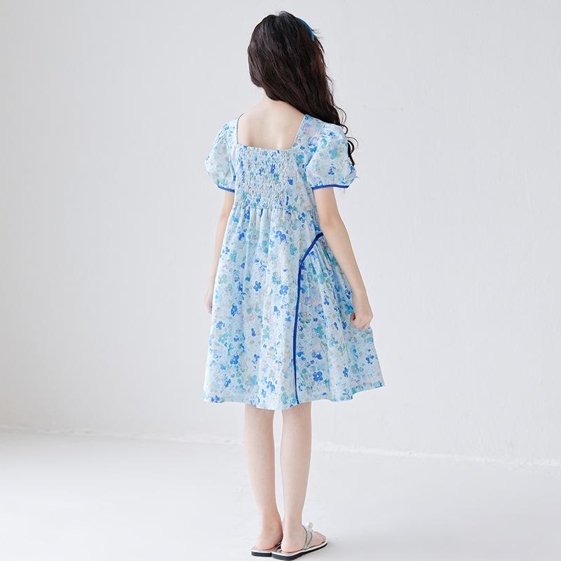 Летнее платье принцессы с цветочным принтом и сборками-смоками для мамы и дочки - Пляжный наряд в корейском стиле для девочек
