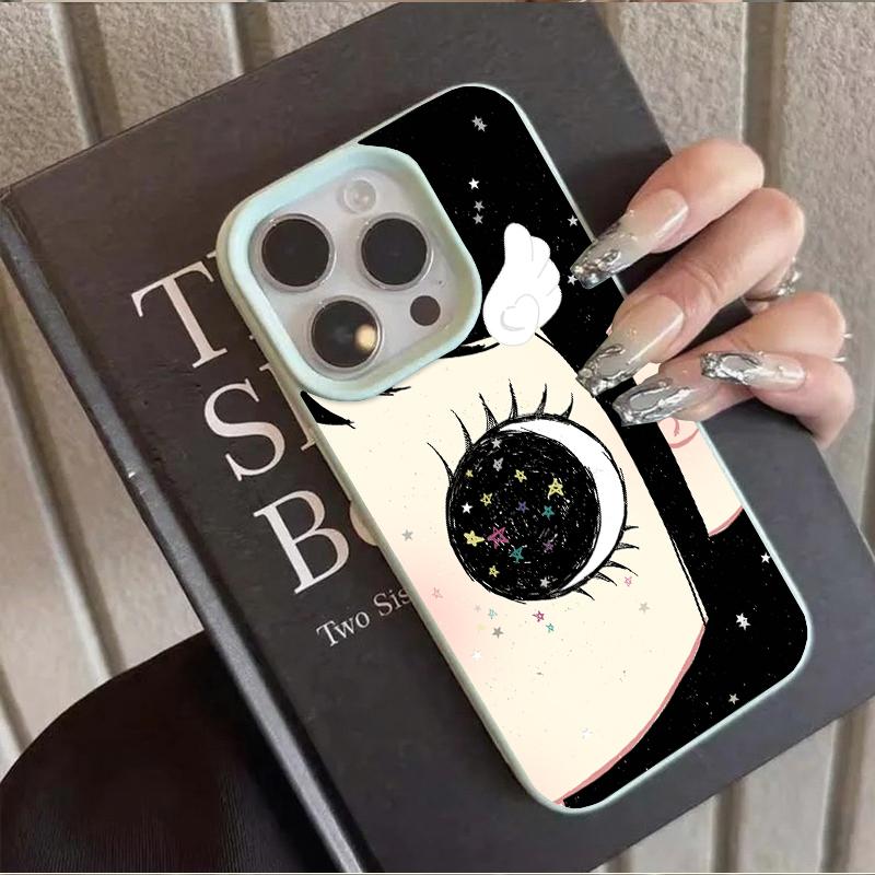 Мультяшный Аниме Сияющие Глаза Милый Чехол для Телефона для IPhone 17 16 15 14 13 Pro Max Y2k Девушка Сверкающие Большие Глаза Задняя Крышка Телефона Capa