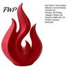 Stylish Desktop Decor 3D Printed Flame Sculpture, Matte Red Hollow Statue, Ornament Minimalist Art for Office Home Design Sculpture