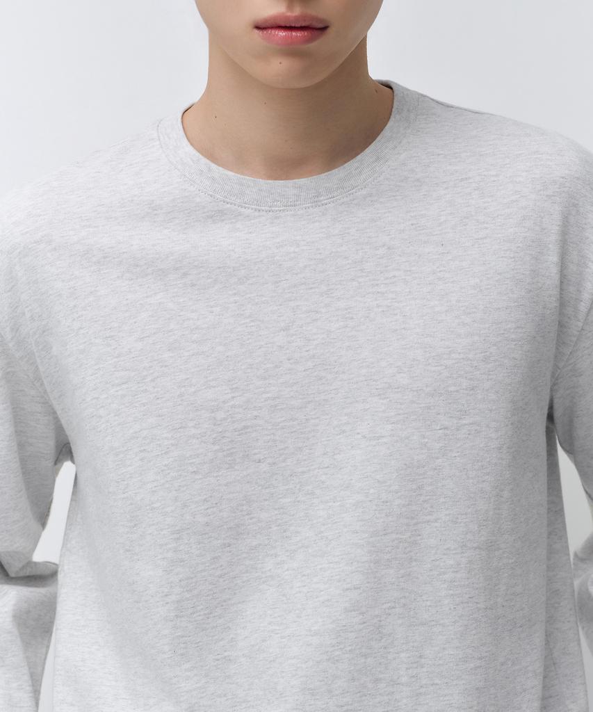 MUSINSA STANDARD Regular Long Sleeve Crop T-Shirt [Melange Light Gray]