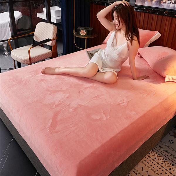 2024 зимняя теплая однотонная фланелевая эластичная простыня на наматраснике, супермягкая и уютная двуспальная кровать размера King Size, простыни