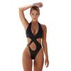 Women One-Piece Swimsuit Sexy Hollow Out Cross Straps Halter Monokini Quick Drying
