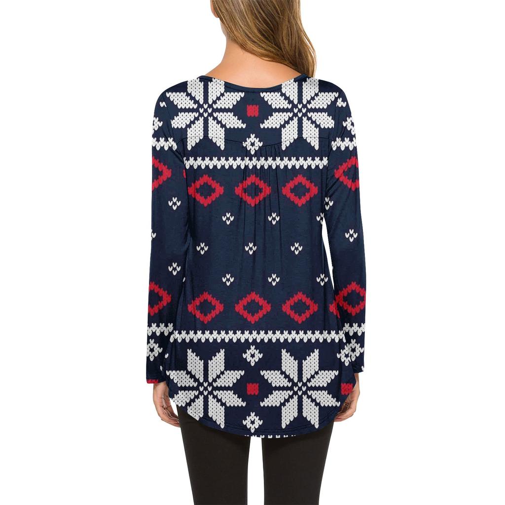 Рождественская женская модная повседневная куртка-кардиган средней длины с длинным рукавом и принтом