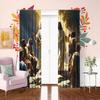 Jesus Painting Printed Curtain, Polyester Semi-transparent 2pcs Curtain -, Suitable for Living Room Decoration, Home Decoration