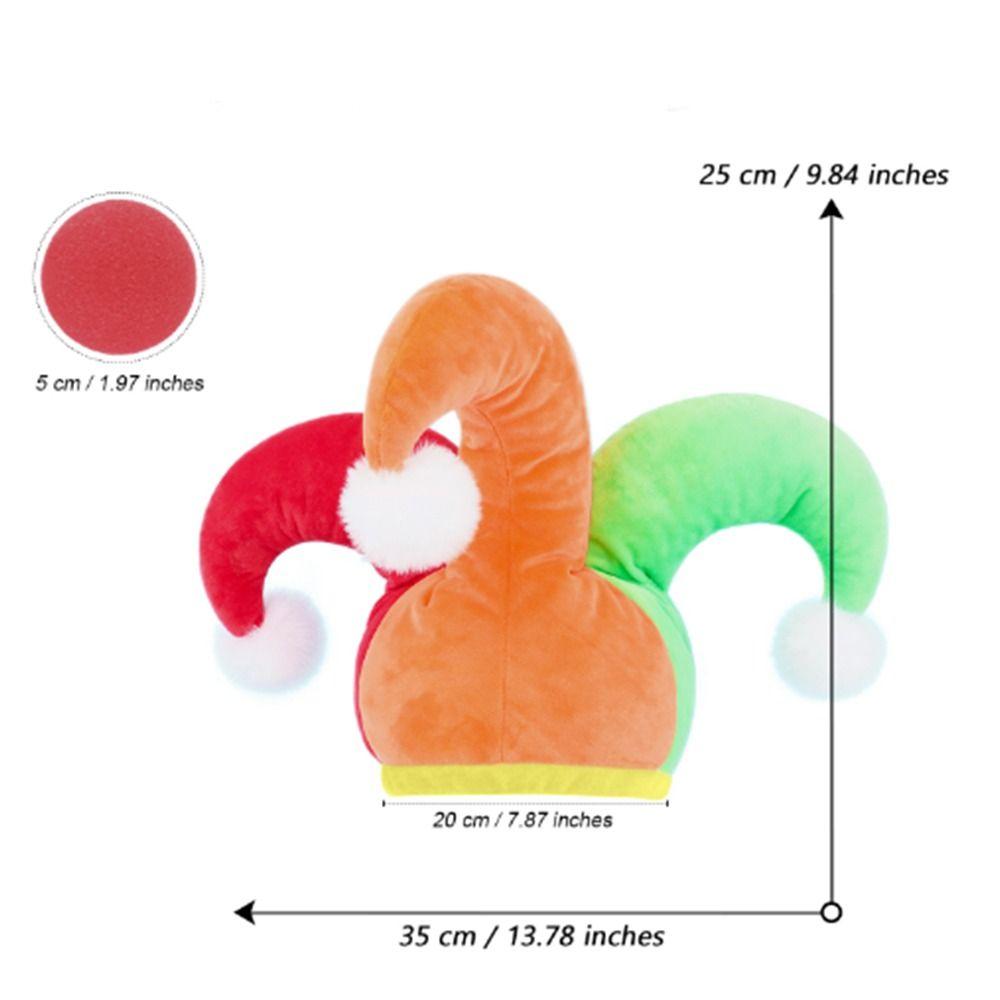 Color Block Clown Hat with White Pom Poms Halloween Party Hat Funny Joker Hat Party