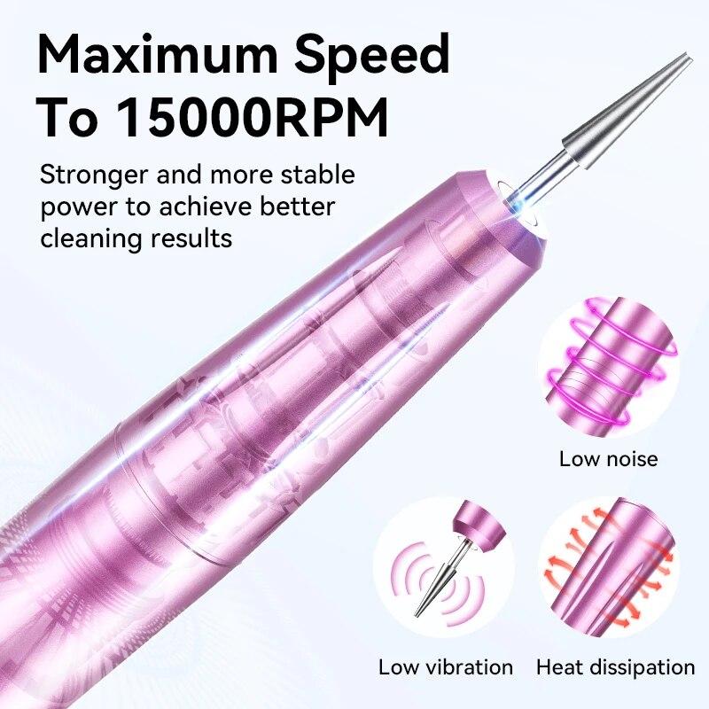 Перезаряжаемая электрическая дрель для ногтей с USB-подключением, набор сверл для снятия лака, маникюрная шлифовальная машинка, малошумящая пилка для маникюра