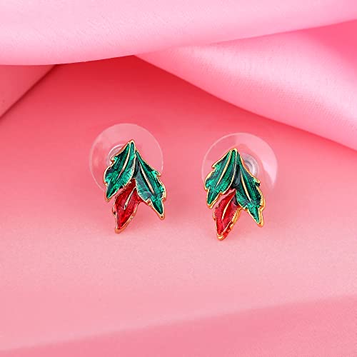 Позолоченные серьги-гвоздики Estele с листьями эмали для девочек