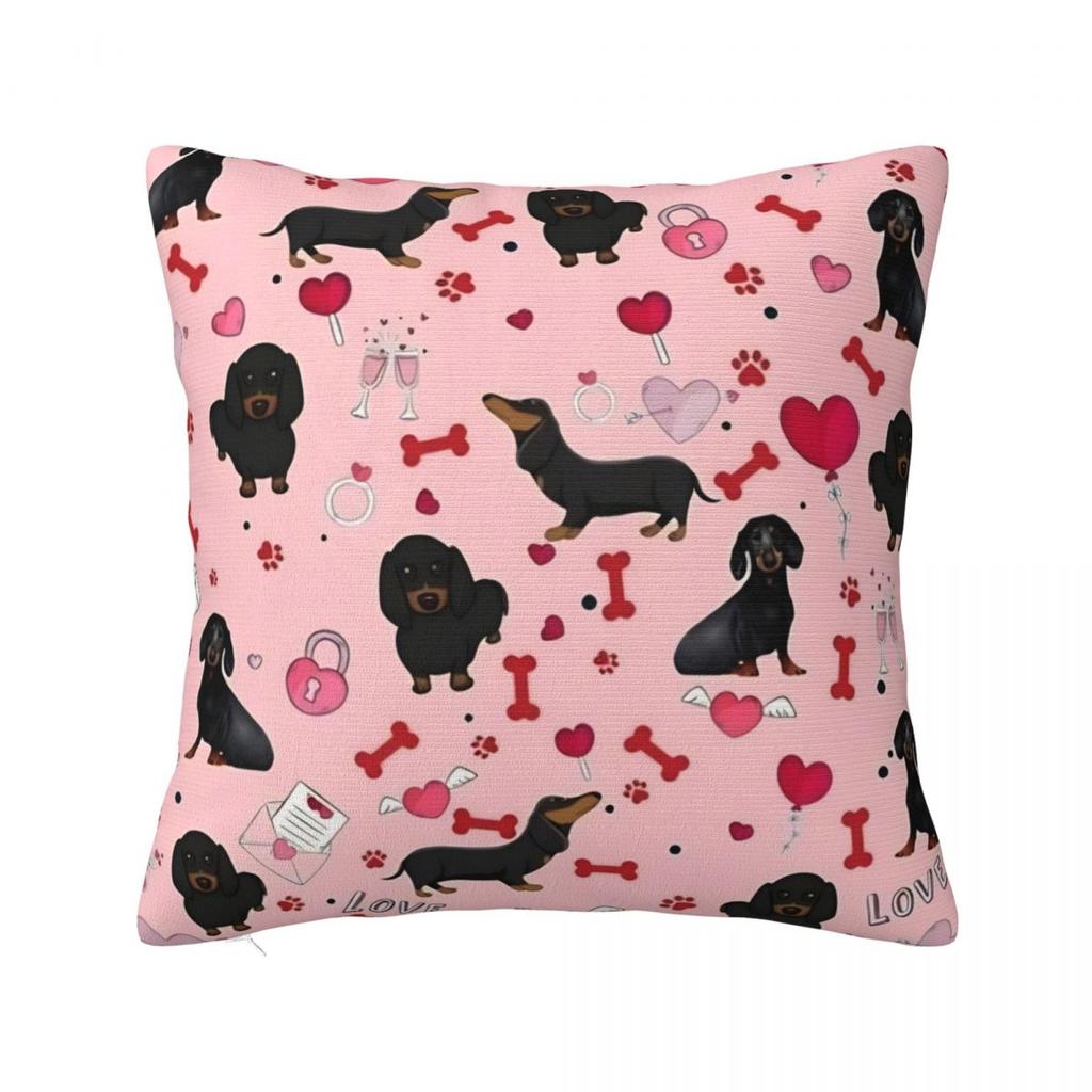 Dachshund Dog Art Throw Pillow Cover Polyester Throw Pillow Wiener Sausage Doxie 4545cm Pillowcase