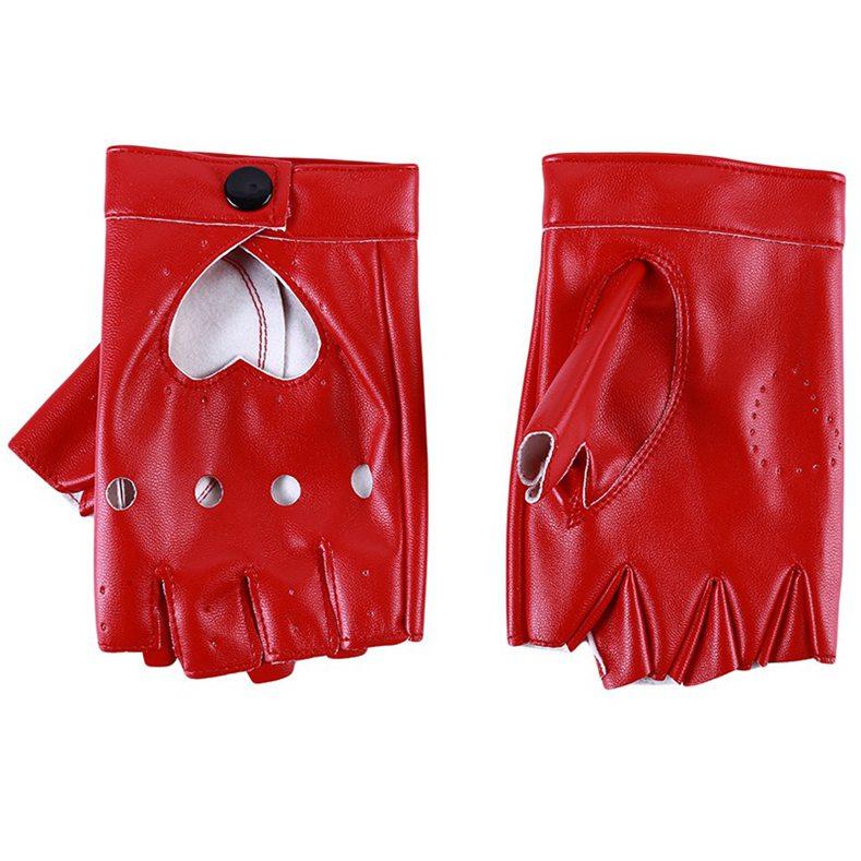 Женские кожаные перчатки без пальцев Покажите перчатки без пальцев с вырезом в форме сердца KTY