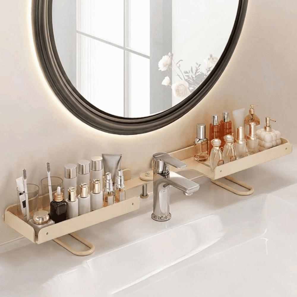 Quick Drainage Faucet Storage Shelf Carbon Steel Bathroom Sink Shelf Hotel