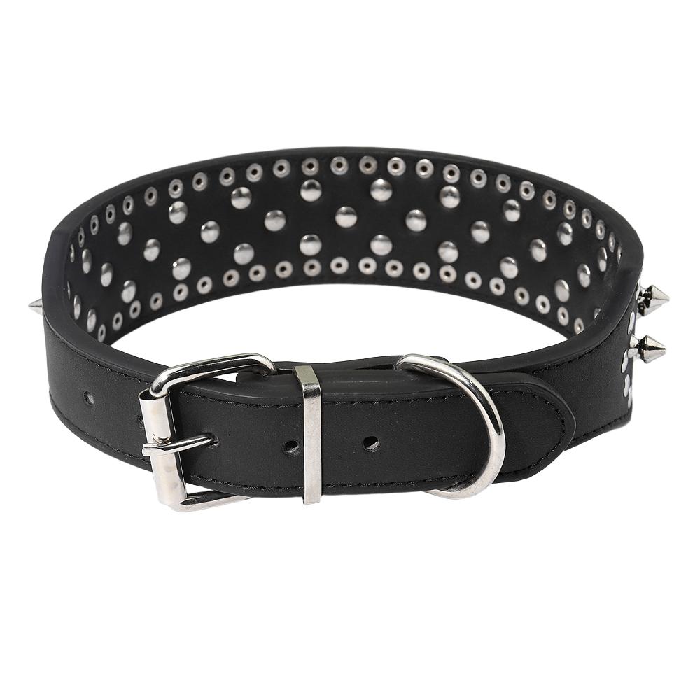 Width 2 Inch Anti-bite Spiked Dog Collars Adjustable Microfiber Leather Necklace Sharp Rivets Pet Collar Outdoor Dog Walking