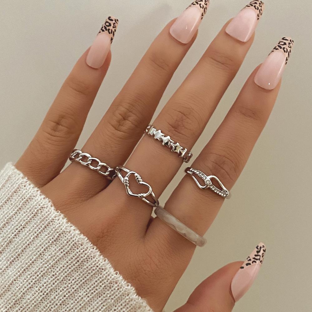 Кольцо с резной звездой, универсальное кольцо «Любовь», очаровательный модный милый женский комплект колец