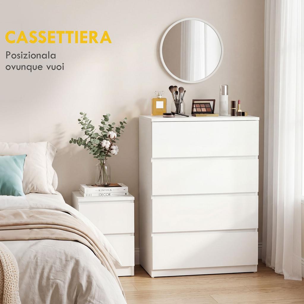 4-Drawer Chest of Drawers, White