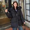 Live channel supply women's winter cotton-padded clothes, large twill fabric, fur collar hooded, medium and long waist, multi-color spot support.