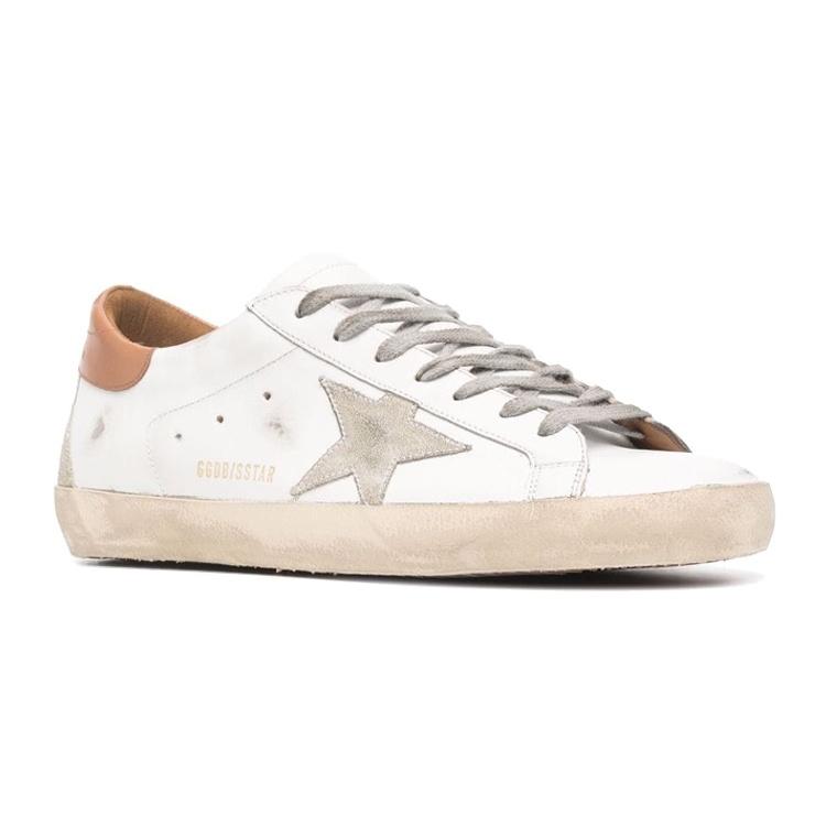 Golden Goose Super-Star White Vacchetta Tan Grey Suede Patch Men's GMF00102.F002182.10803