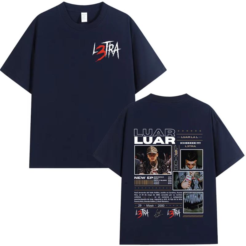 Rapper Luar La L Music Album L3TRA T Shirts Unisex Women Hip Hop Fashion Short Sleeve Tshirts Vintage Oversized Streetwear Tshirt