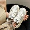 Fashion Spring Fashion Breathable Satin Casual Pink Sneakers 2025 New Style Women's Vulcanized Round Toe Thick Sole Lace Up Flat Shoes