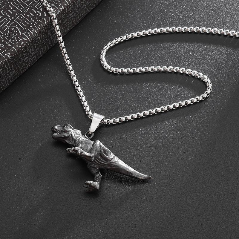 Personalized Retro Domineering Dinosaur Titanium Steel Pendant Necklace