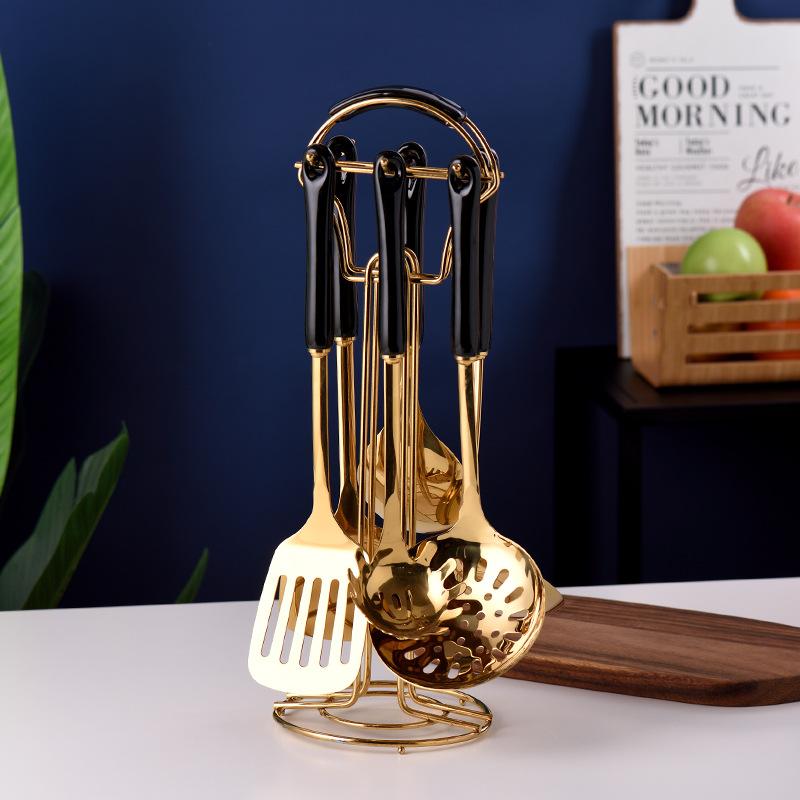 Современный и простой набор кухонной утвари из 7 предметов из нержавеющей стали, кухонные принадлежности, лопатка, ложка, домашняя кухонная утварь