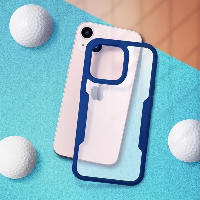 Coque de Protection - BOOLING - pour iPhone - 14 - Hybride Bordure Bleue - TPU Haute Qualité