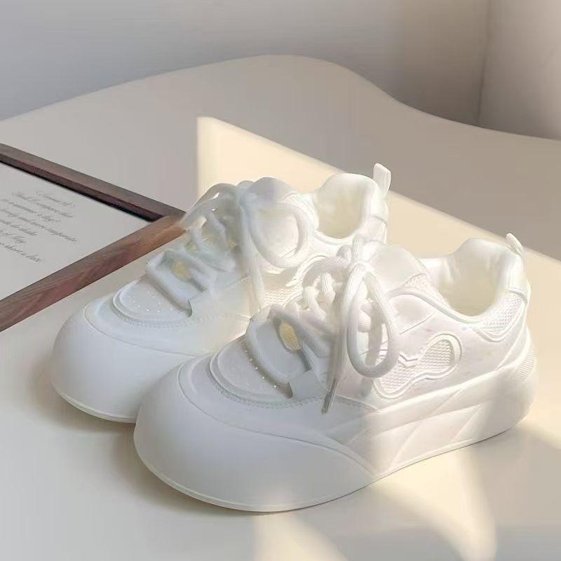 Летние сетчатые дышащие туфли для хлеба женские новые на платформе белые туфли оригинальная ниша универсальные спортивные кеды