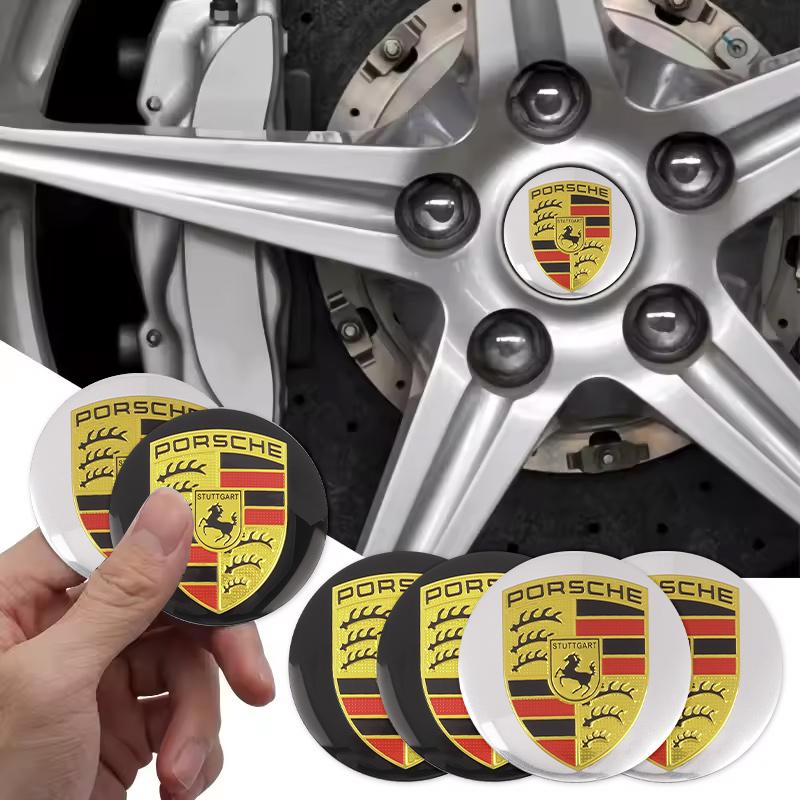 blbn4 4pcs 56MM For Porsche Panamera Macan Boxster Cayman Cayenne 911 718 Car Wheel Center Hub Cap Badge Logo Sticker Accessories