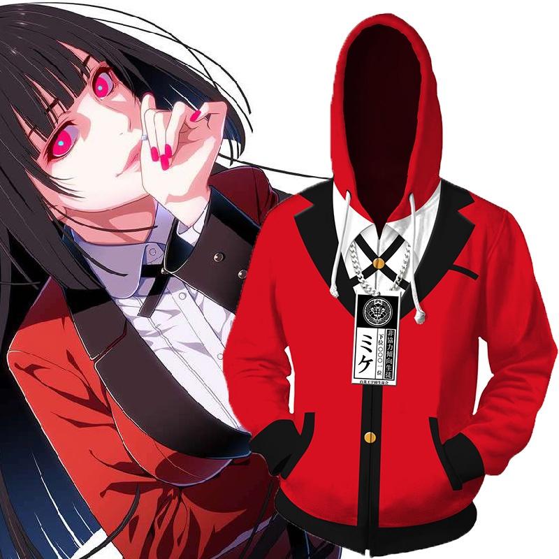 Яркое красно-черное худи Kakegurui Jabami Yumeko с изысканным исполнением