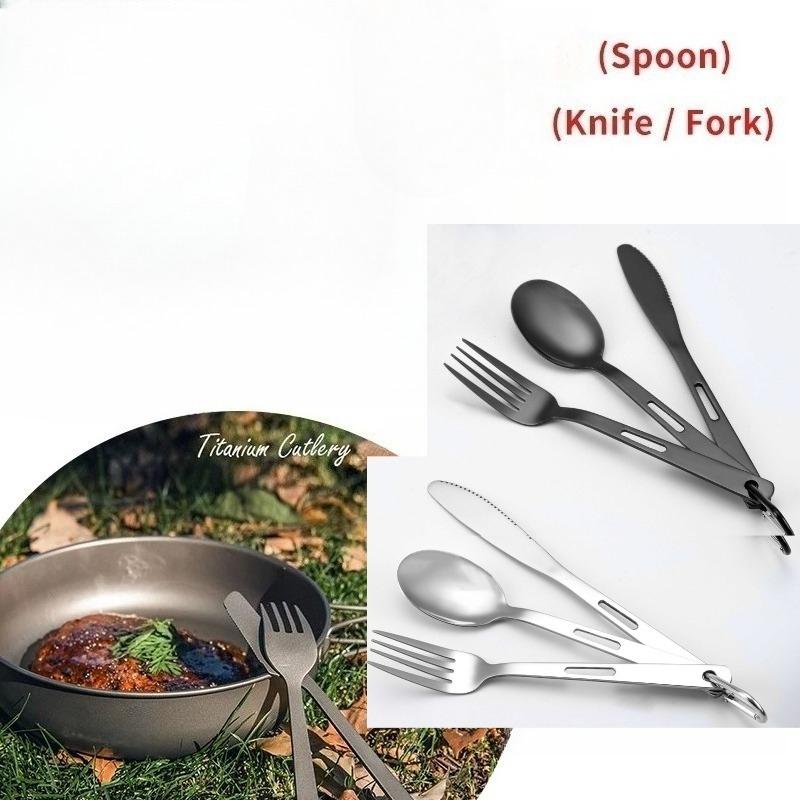 Naturehike Портативный набор столовых приборов 3-в-1 из титанового сплава: нож, вилка, ложка. Для кемпинга, пикника, барбекю, повседневного использования. Ультралегкий.