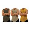 Men Summer Vest Round Neck Sleeveless Knitting Vest Solid Color Loose Fit Bodybuilders Gym Camisole Streetwear