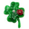 [P7442] - Designer Pin Brooch 'Lilipoupettes' (clover) Green - 35x25 Mm