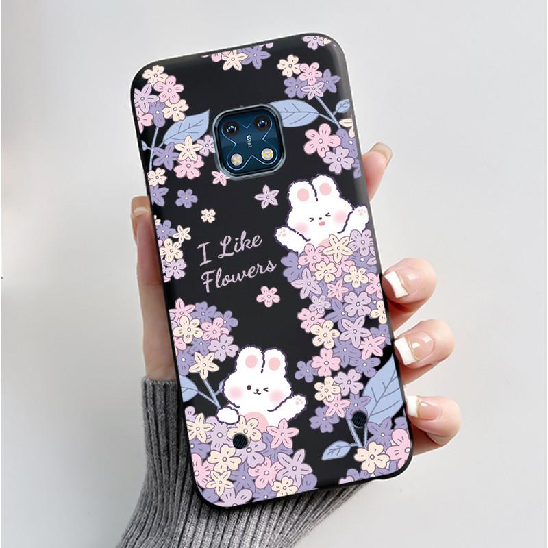 Jelly Color Simple Black Case For Nokia XR20 Popular Little Girl Viral Lucky Pattern Shell With Shockproof Bumper Soft Cover