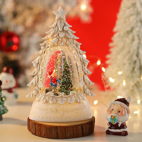 Рождественский вертеп, елка-шар с кружащейся водой, сверкающими огнями, настольная фигурка Санта-Снеговика для домашнего декора