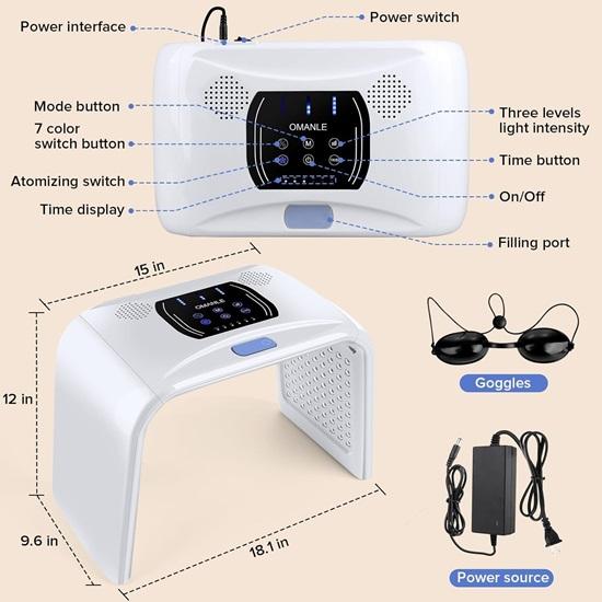Led Light Therapy, Face Red Light Therapy with Spray Function, 7 In 1 Beauty Equipment for Skin Care At Home, Face Mask SPA Equipment, Facial Skin