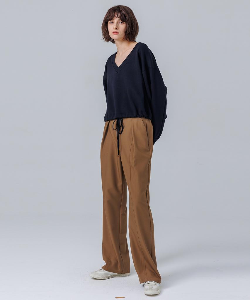 PAGE Pintuck Banding Pants_Brown