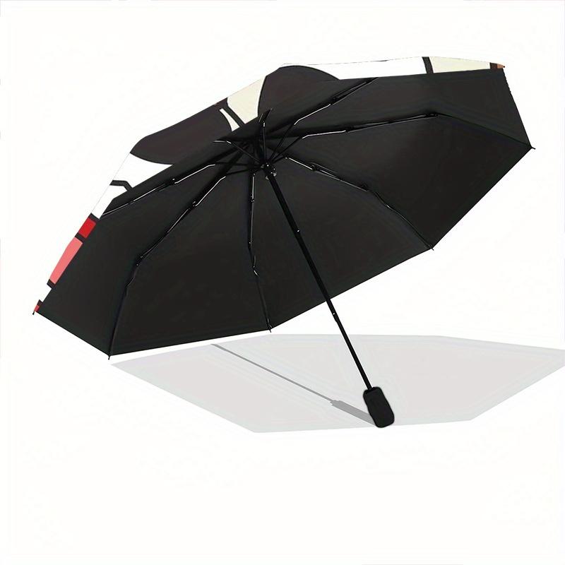Chip 'n Dale Theme Cartoon Umbrella, Portable 3-Fold Compact Umbrella, Suitable for Camping, Hiking and Travel, Ideal Easter Birthday Gift f