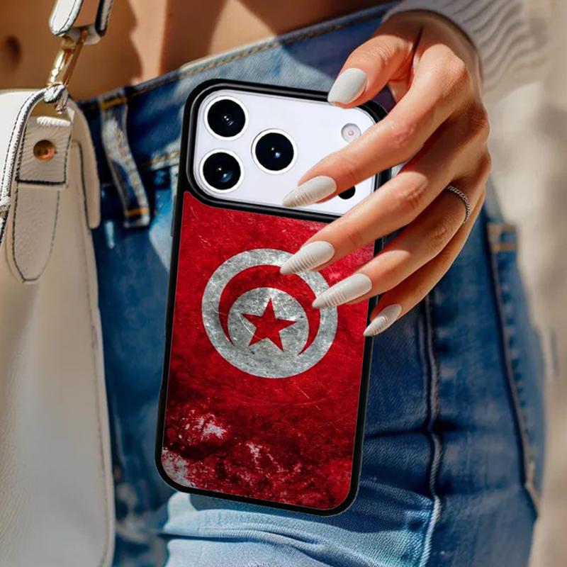 Tunisia Flag Map Phone Case For iPhone 17 Air 14 15 13 12 Max Cover For Apple 16e 11 Pro Max Plus Coque