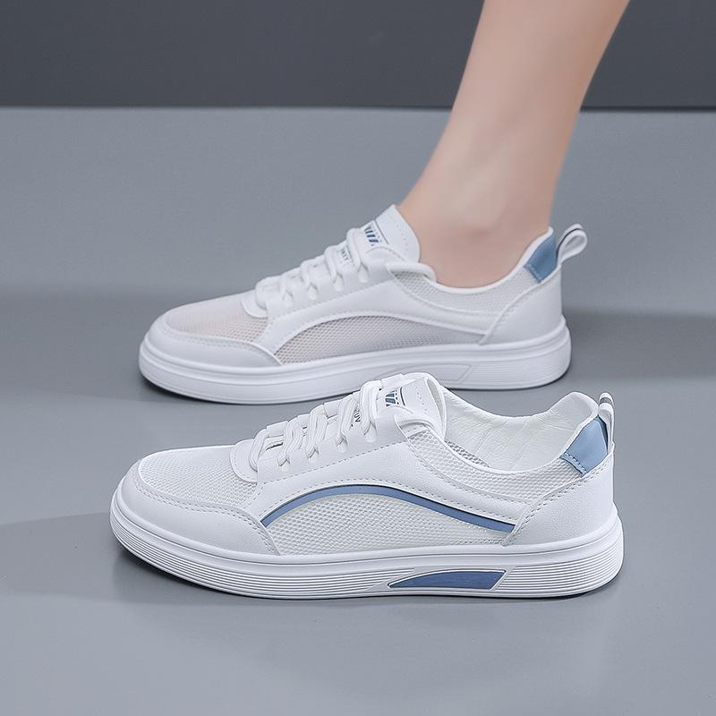 Повседневная спортивная обувь 2025 лето новая сетчатая белая обувь для женщин корейская версия универсальная студенческая обувь на плоской подошве для женщин