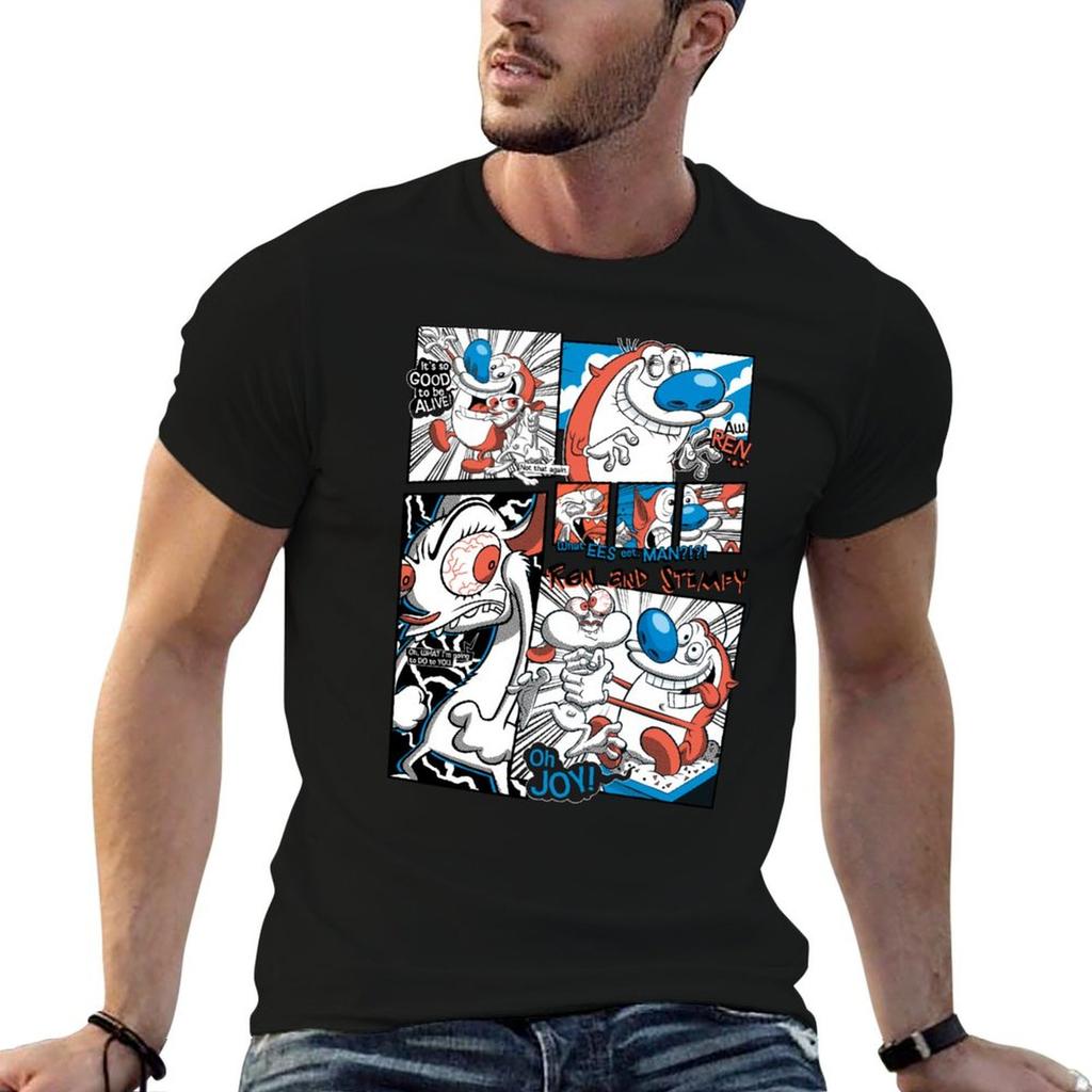Ren And Stimpy Vintage Color Pop Comic Strip Poster Tshirt Unisex T Shirt Cotton 100 T Shirts For Unisex Pack Cotton Tshirt