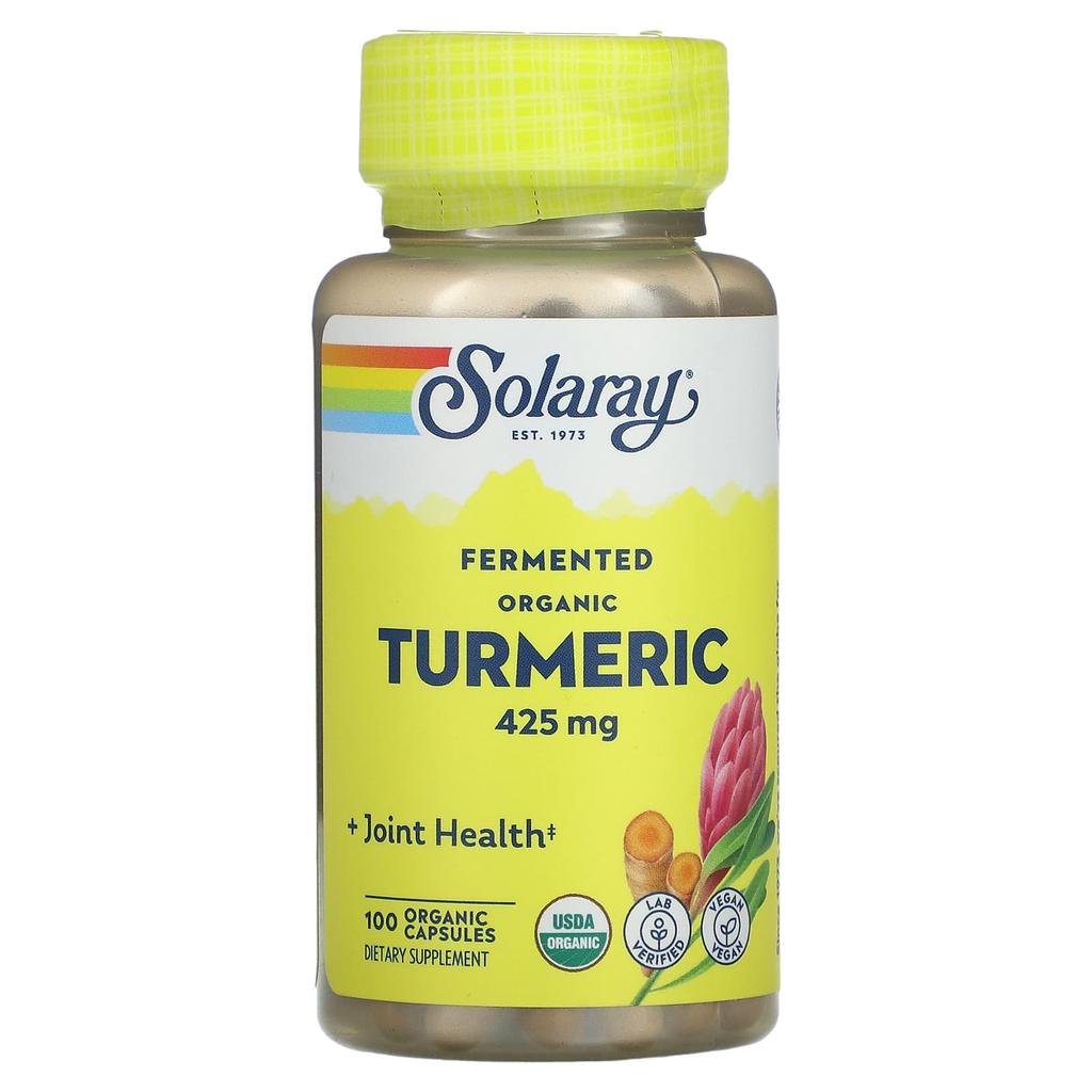 SOLARAY Organic Fermented Turmeric, 100 Veggie Capsules