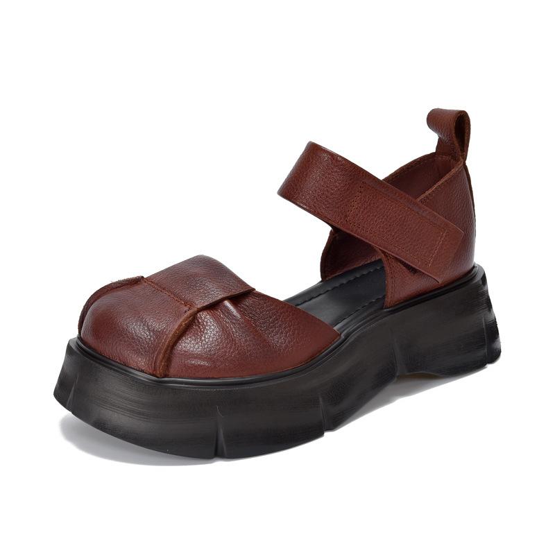 Johnature Легкие сандалии на толстой подошве в стиле ретро из натуральной кожи, женские туфли на платформе в римском стиле