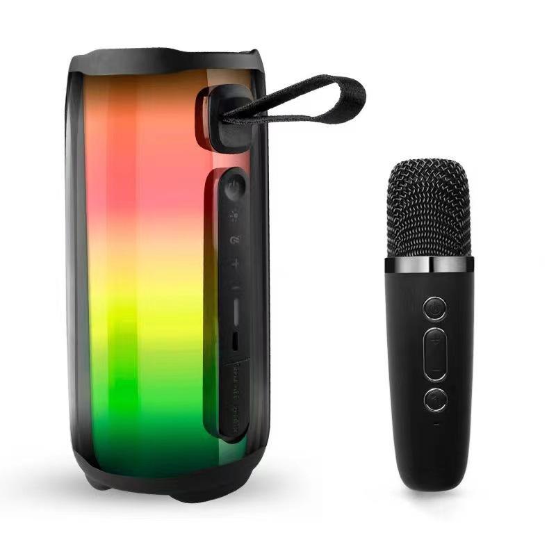 Полноэкранный цветной RGB-свет беспроводной сабвуфер Bluetooth-динамик подарок караоке-микрофон стерео
