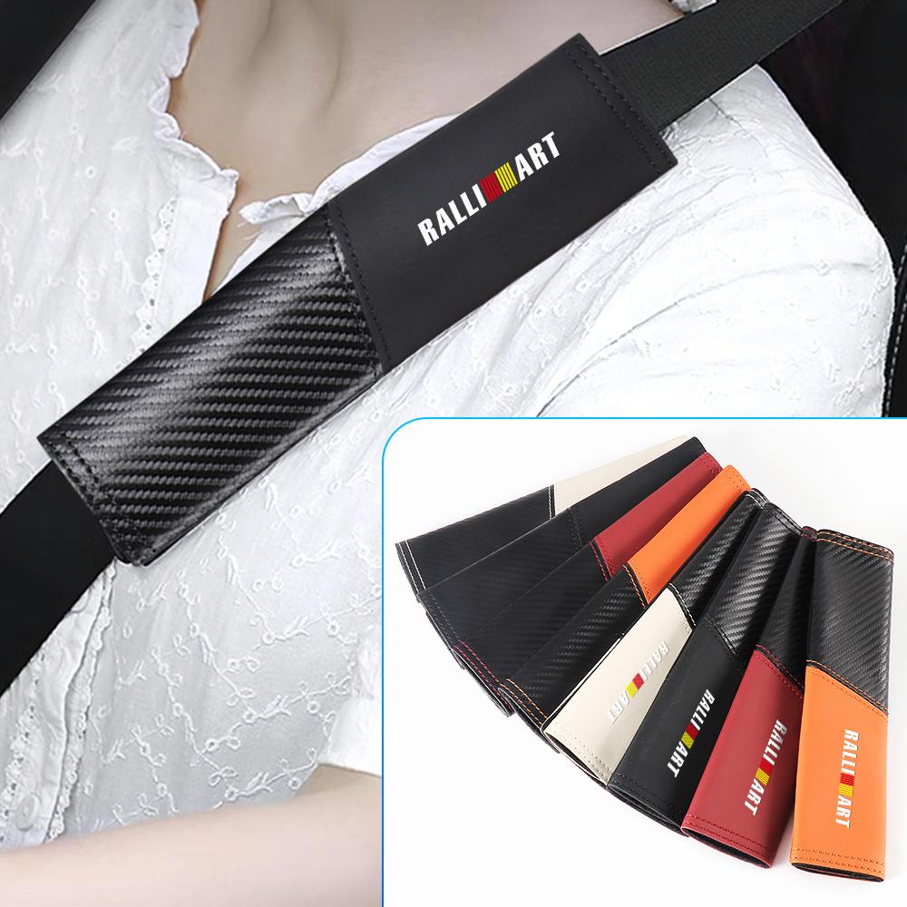 cyhk7 1/2Pcs Leather Safety Belt Shoulder Protection Cover Interior Accessories For Mitsubishi 9 Ralliart X ASX L200 Colt Cross Triton