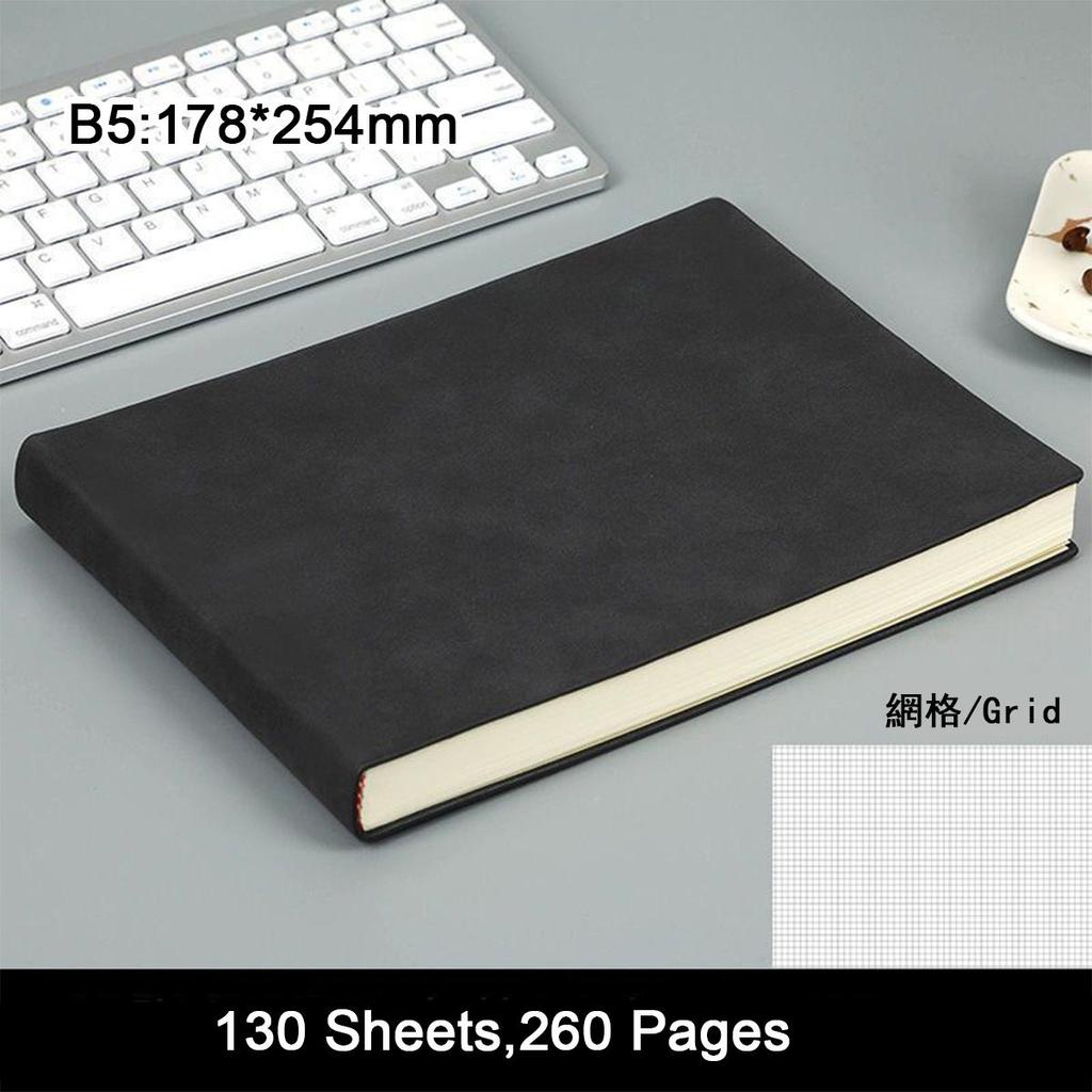 B5 Soft Leather Student Subject Notebook, Work Meeting Record Book, Business Notepad, Drawing Book, Mind Map, Grid/lined Blank Pages