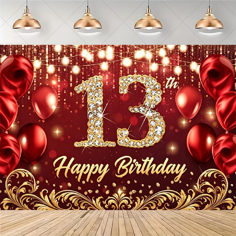 Party decorations for a 13th birthday, official backdrop for a teenager, black and purple balloon background, photo banner for...4532