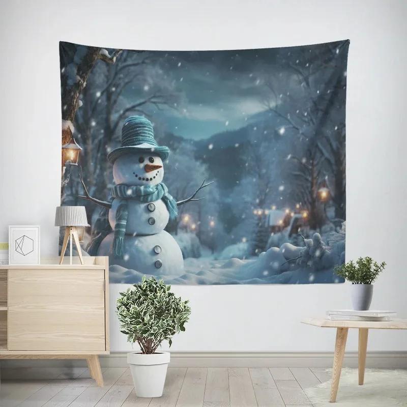 Рождественский новогодний узор снеговика гобелен гостиная диван домашний декор гобелен