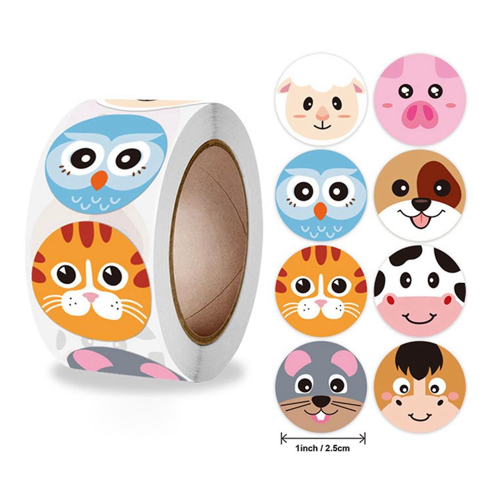 500pcs Cute Cartoon Animal Stickers Teacher Reward Stickers for Kids Thank You DIY Handmade Gift decoration Labels Stationery