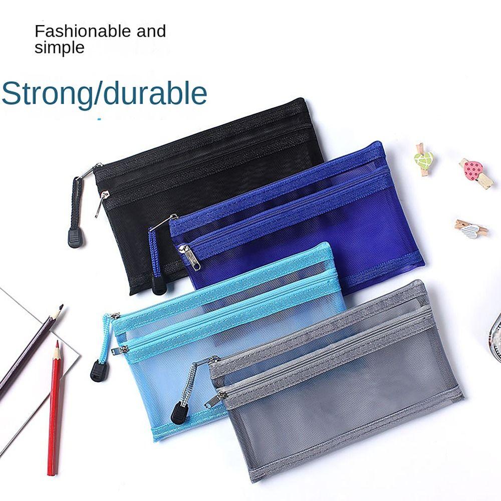 Сетчатые сумки на молнии большой вместимости, двухслойный чехол для хранения канцелярских принадлежностей, пенал, подарок для студента