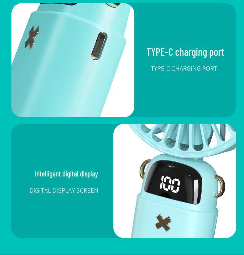 Мини-5-скоростной портативный перезаряжаемый электрический вентилятор 2024 года — студенческий мультяшный дизайн