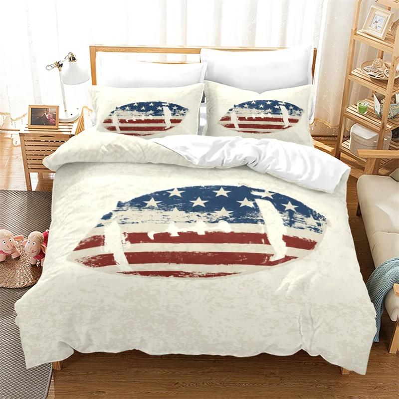 3D American Football King Queen Duvet Cover Ball Sports Bedding Collection For Kids Teens Boy Sport Fans 23Pcs Polyester Quilt Cover