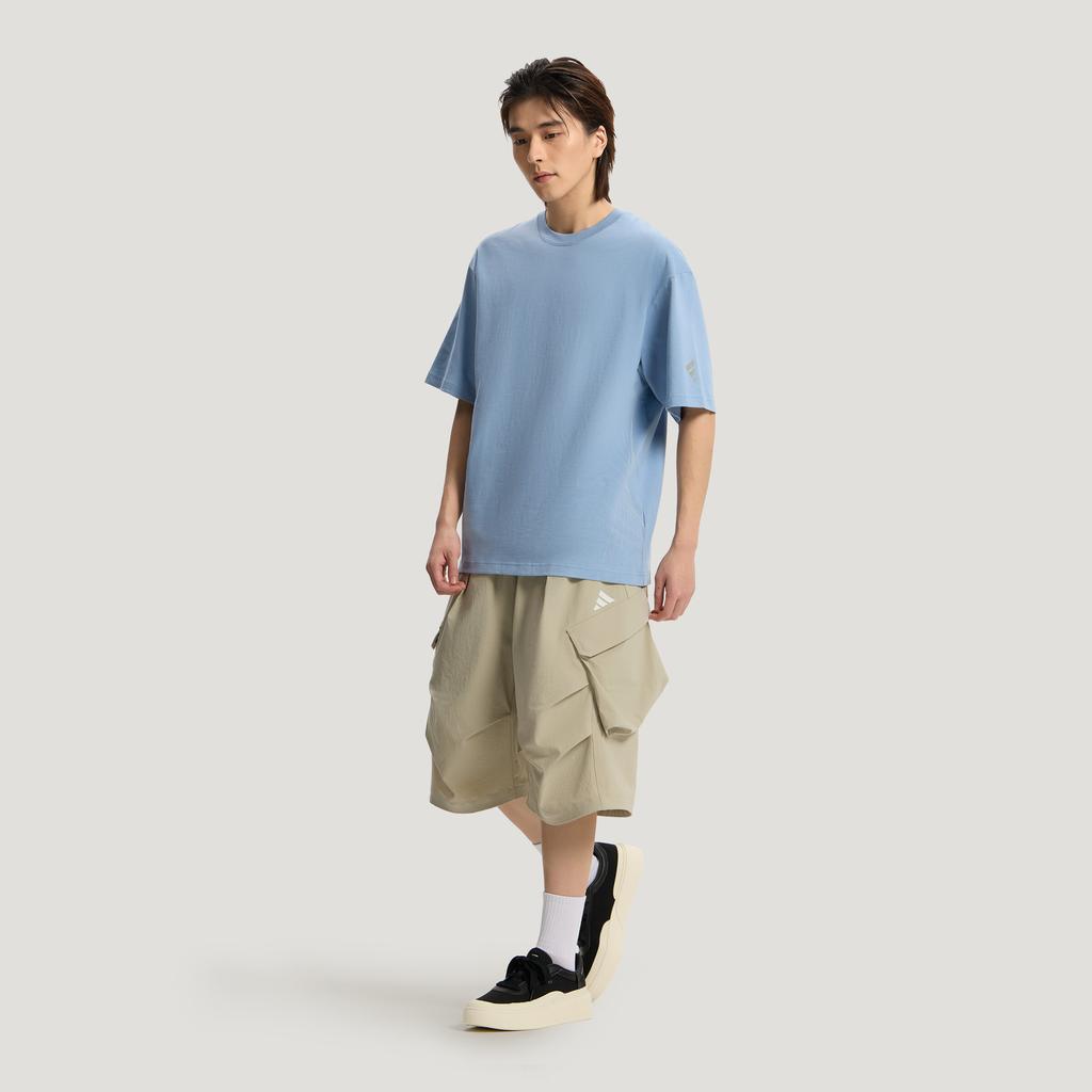 Adidas T Shirts Men's Texture Blue Crew Neck